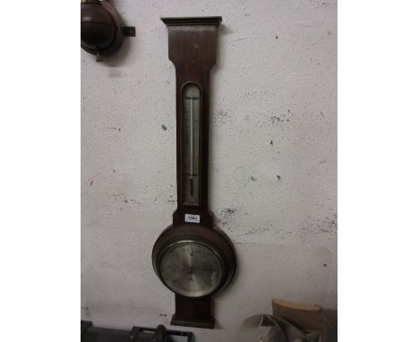 Art Deco mahogany barometer / thermometer by Kendal and Dent
