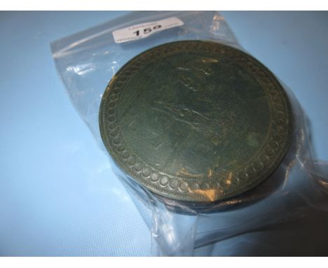 19th Century circular green embossed leather tortoiseshell lined snuff box