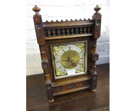 19th Century continental oak two train mantel clock