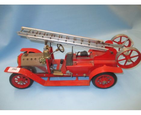Large Mamod live steam model of a fire engine with ladder (unboxed), 18ins long