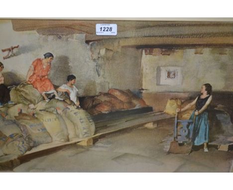 Sir William Russell Flint, signed coloured print, ' Provencal Granary '