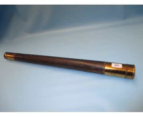 Dobbie, Son and Hutton, London, 19th Century gilt brass and leather single drawer telescope