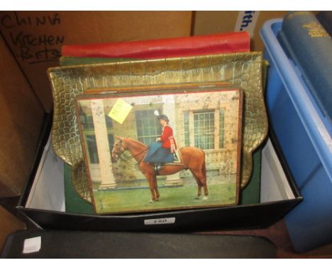 Collection of various World stamps, loose and in albums together with a mahogany tea caddy (a/f)