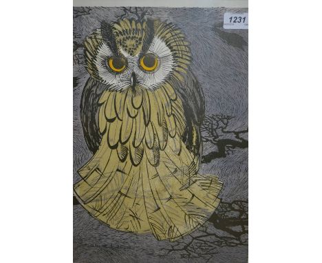 Sarah Van Niekerk, signed Limited Edition colour print of an eagle owl, No. 10 of 20