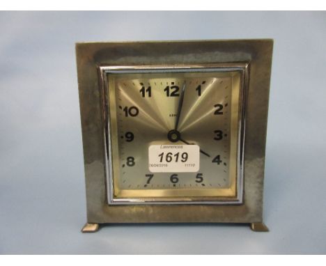 Liberty and Co. Tudric beaten pewter square mantel clock