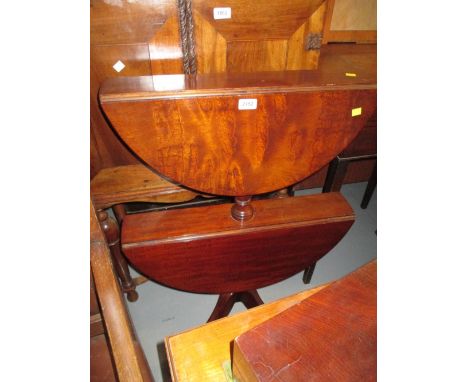 George III circular mahogany drop-leaf two tier dumb waiter on tripod support