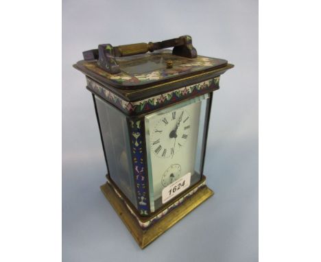 Reproduction cloisonne and brass repeater carriage clock
