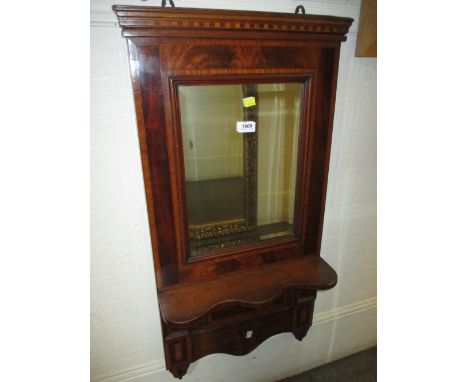 19th Century mahogany and inlaid hanging wall mirror with shelf