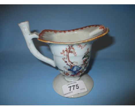 18th Century Chinese export helmet shaped porcelain jug decorated with figures in landscapes