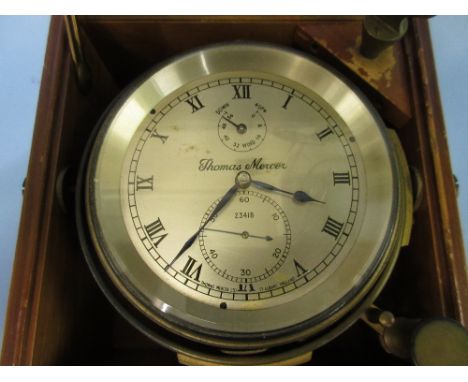 Thomas Mercer, two day marine chronometer, the silvered dial with Roman and Arabic numerals housed in a hardwood case, with p