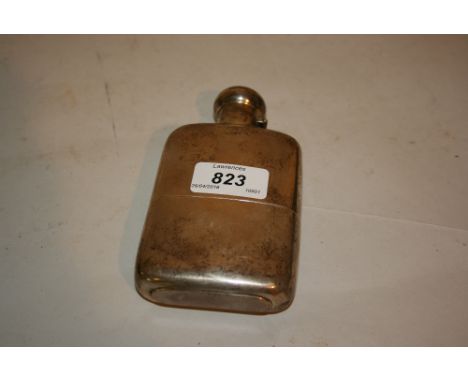 Early 20th Century Chester silver hip flask with integral cup and screw top