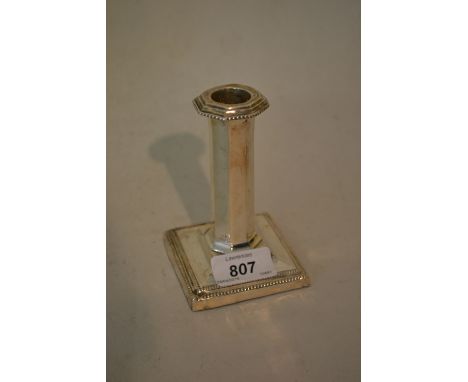 Small London silver octagonal column candlestick