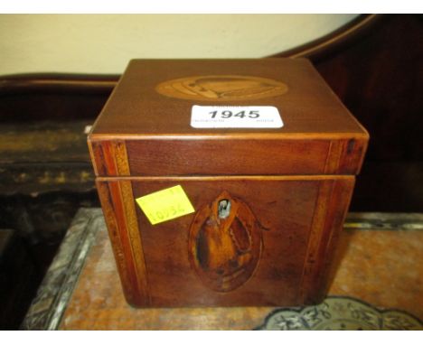 Early 19th Century mahogany shell and boxwood inlaid single division tea caddy