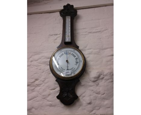Early 20th Century oak barometer / thermometer