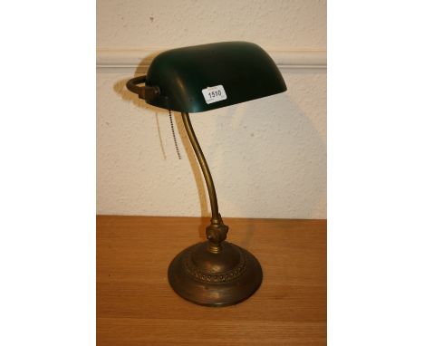 Early 20th Century gilt brass and green tinted glass desk lamp