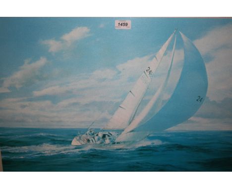 Robert Taylor, artist signed Limited Edition coloured print, ' Running Down to Hobart ' also signed by Edward Heath