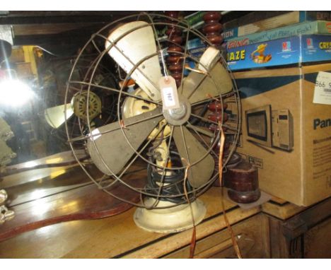 Mid 20th Century cream painted fan by Reno, three POW 1945 oak photograph frames, pair of postal scales and an antique Indian