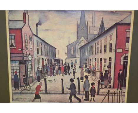 L.S. Lowry, signed coloured print, ' The Fever Van ', signed lower right in ink, Fine Art Trade Guild stamp lower left, 16.5i