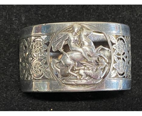 A hallmarked for Birmingham 1891 silver napkin ring in original presentation box with monogram to base, maker Z Barrclough &a