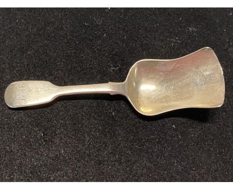 A hallmarked for London 1836 caddy spoon with monogram, maker TP.TM.TI, 17g 