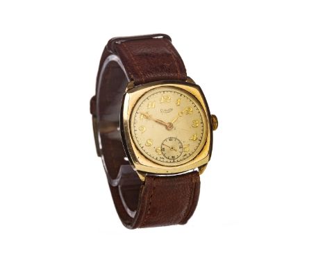 GENTLEMAN'S LIMIT III NINE CARAT GOLD MANUAL WIND CUSHION CASED WRIST WATCH, 1930s, unsigned 15 jewel movement, the round buf