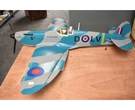 A wooden large scale hand made Spitfire model, RAF S16 Barracuda DOLV, wing span 110cm, length 95cm