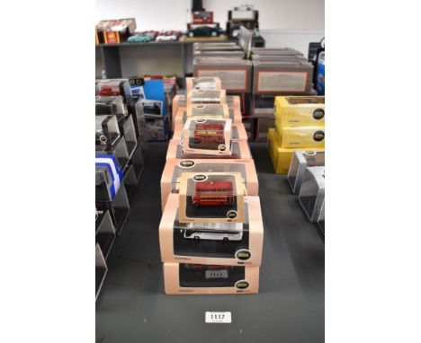 Seventeen Oxford mixed scale Die-casts, Omnibus 1:76 scale x 11 and N Gauge x 6, all in window display boxes