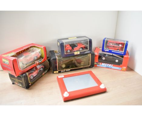 Six mixed Die-casts, Maisto 1:18 scale Jaguar XJ220, 1:24 scale Porsche 911 Speedster, Burago 1:24 scale Ferrari F40 and Test