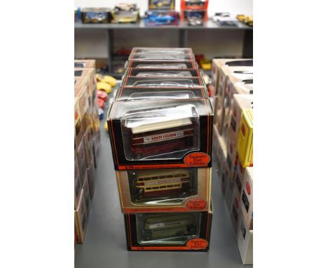 Twenty One 1:76 scale EFE Die-cast Buses, Double Deckers, all in smaller boxes, length 17cm