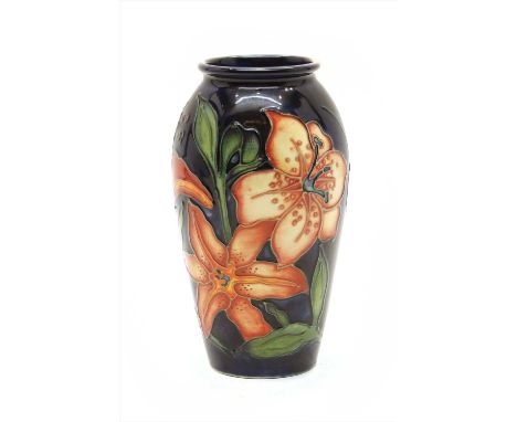 A Moorcroft vase in the Tigris pattern, signed by Marjorie Hill to base 1993, and Gillian Powell (Edge), 18.5cm high