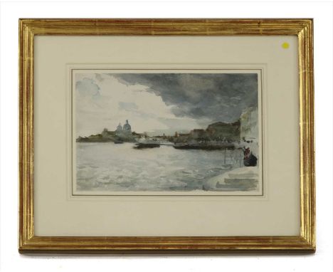 George Percy Jacomb-Hood (1857-1929) 'LIGHT EFFECT, VENICE' Signed l.l., watercolour 17.3 x 25.5cm Provenance: Martyn Gregory