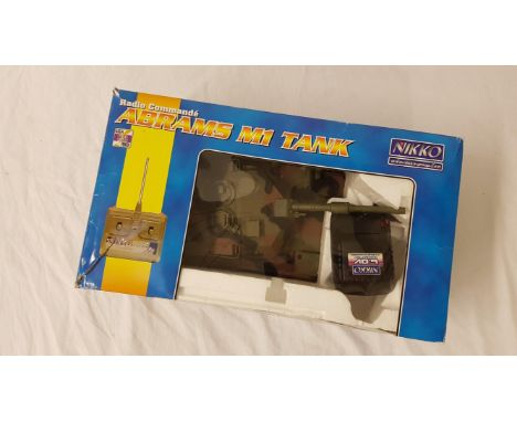 NIKKO ABRAMS M1 TANK
radio controlled, 1:25 scale, with lights, turning turret and sound, boxed 