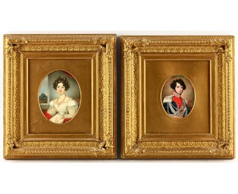Revised Estimate. English School, Circa 1830, a pair of miniature portraits depicting James Whitwell Torre, as an officer of 