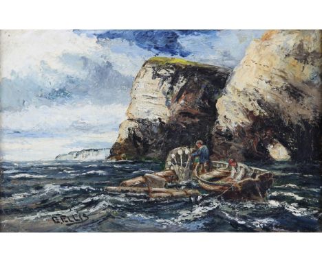 Edwin Ellis (British 1842 -1895), Near Filey Brigg, oil on canvas, signed lower left, signed and inscribed verso, 31 x 50cm. 