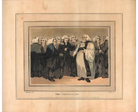 Thomas Rowlandson (British 1756-1827) after Samuel Alken, The Consultation and The Convocation, etching and aquatint, hand co