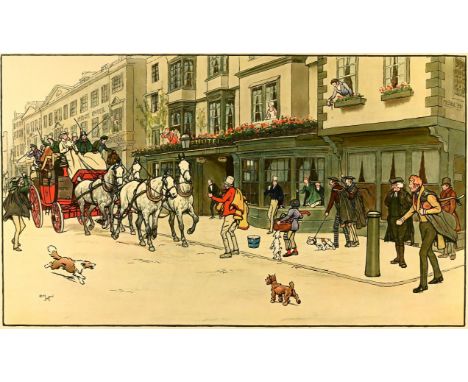Cecil Charles Windsor Aldin (British 1870-1935), The Passing Coach, colour lithograph, signed in pencil lower left, 43 x 75cm