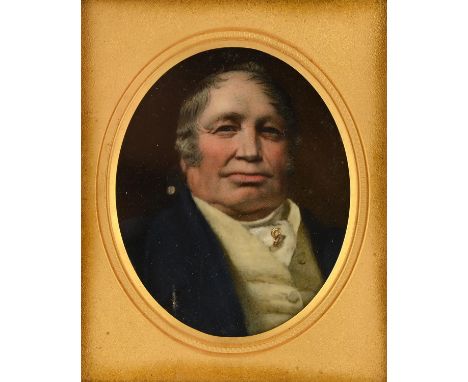 English School, Early 19th Century, a miniature portrait of Mr. Marshall of Waldersea, watercolour on ivory, in a fine gilt m