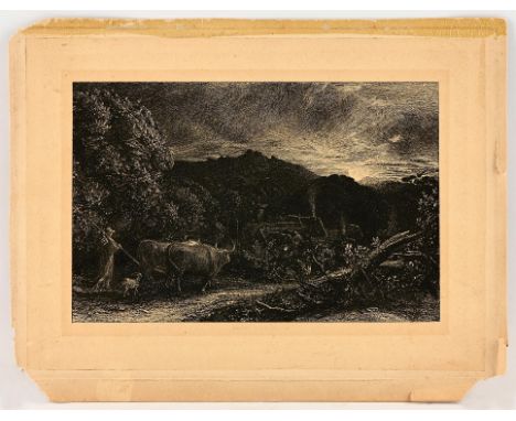 Samuel Palmer (British 1805-1881), The Weary Ploughman, etching, 13 x 20cm. UnframedCondition Report:  Laid down, paper disco