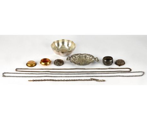 Continental 800 standard silver bon-bon dish with embossed cherub decoration, Egyptian silver bowl 181ozt, white metal guard 
