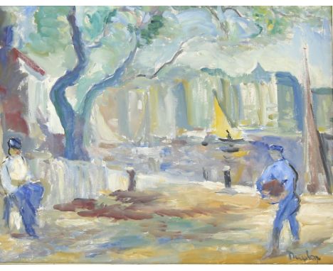 § Ronald Ossory Dunlop RA (Irish, 1894-1973) 'Quayside Honfleur Normandy' signed oil on canvas, 37cm x 49cm , Boydell Gallery