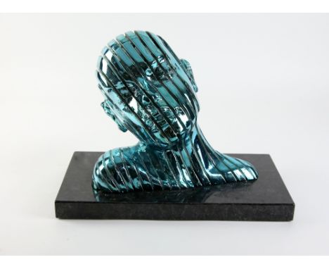 § § Jonathan Wylder (British, b.1957), 'Blue Shine', signed, numbered 5/6 and dated 2018, bust portrait, resin based with chr