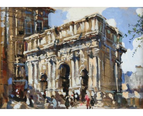 § James Le Jeune (Irish/Canadian, 1910-1983) . 'Arch of Severus' Rome, watercolour/gouache, signed 28cm x 39cm.  Please note 