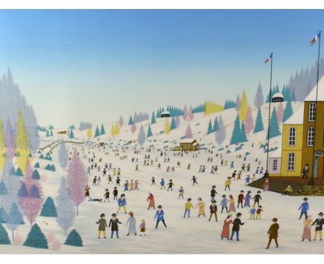 Francois (Fanch) Ledan (French, b. 1949), limited edition lithographic print of skaters on a frozen lake, signed 'Fanch' and 