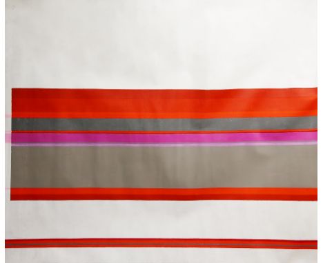 § John Copnall (British, 1928-2007). 'Red, Purple, etc with Solid White'. 1969. Abstract mixed media on canvas. Signed, title