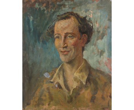 James Proudfoot (British, 1908-1971), portrait of Micheal B Mannion (The Bard of Kensington)  sold with newspaper Article  fr