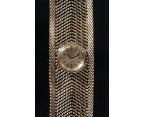 A late 20th Century 18ct white gold lady's Girard Perregaux wrist watch, the circular white enamel dial set within a white go