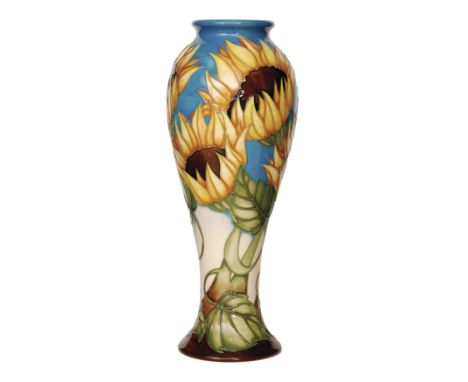 A Moorcroft Pottery Sunflower Burst pattern vase designed by Vicky Lovatt, impressed marks, signed in green, numbered 7 of 10