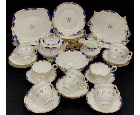 A 19th century Staffordshire cobalt blue and gilt tea and Coffee set, for six inc tea and coffee cups, saucers, 12 side plate
