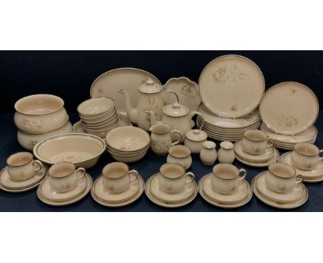 Denby ‘Images’ pattern part table service for six including; a coffee pot, sugar bowl, milk jug, eight dinner plates, five sm