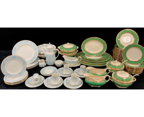 A Royal Doulton ‘Hampton Court’ pattern  dinner service for five including; five dinner plates, five smaller, five side plate